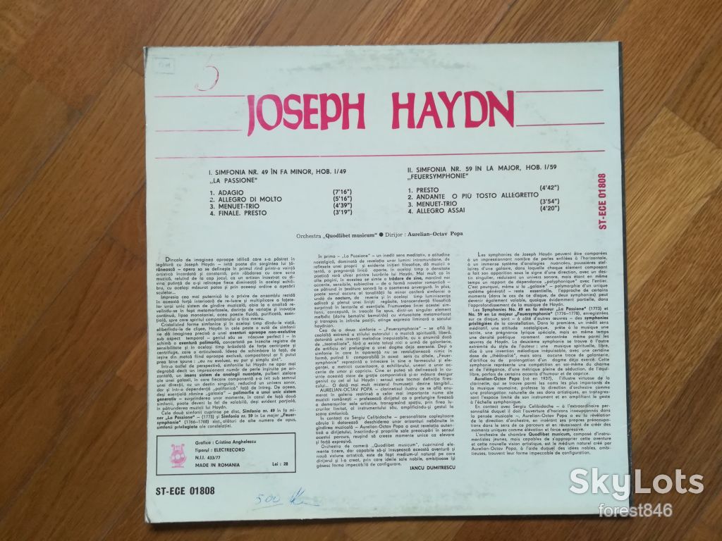 Joseph Haydn  (лам. конв.)-Ex.+-Румыния - фото фото фото 1