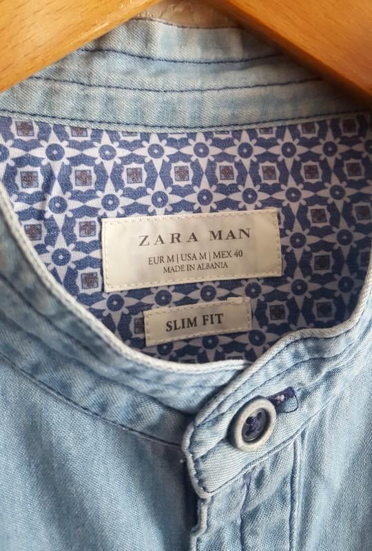 Стильная джинсовая рубашка zara slim fit - фото фото фото 1