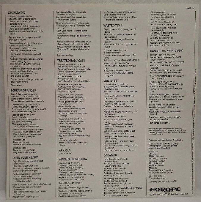 Europe - Wings Of Tomorrow - 1984.  (LP). 12. Vinyl. Пластинка. UK. - фото фото фото 2