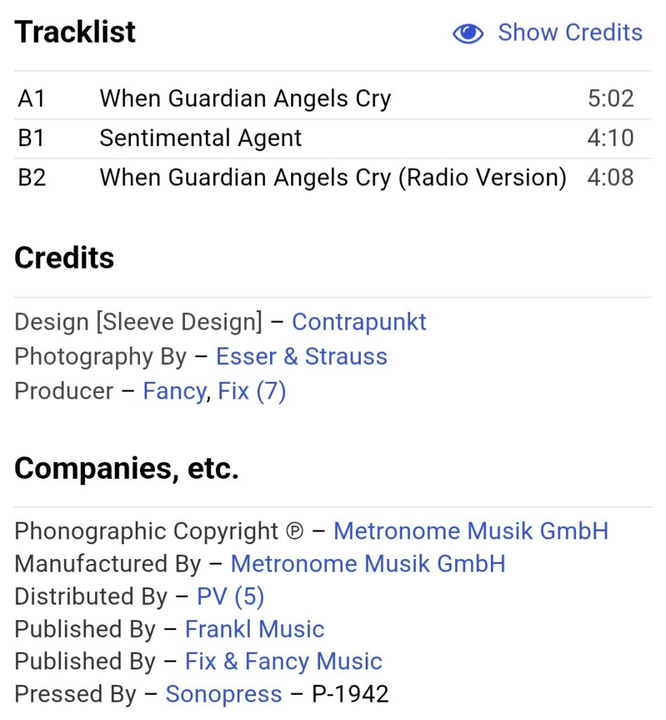 Fancy - When Guardian Angels Cry - 1990.  (EP). 12. Vinyl. Пластинка. Germany. - фото фото фото 5