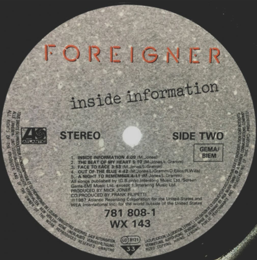 Foreigner - Inside іnfоrmation - 1987.   (LP). 12. Vinyl. Пластинка. Germany - фото фото фото 5