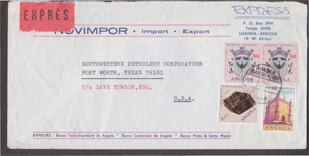 Ангола 1972 ЦЕЛЬНАЯ ВЕЩЬ ПОЧТОВОЕ ОТПРАВЛЕНИЕ EXPRESS ПИСЬМО ПОЧТА ИСТОРИЯ КЛАССИКА АРХИТЕКТУРА 4м - фото фото фото 0