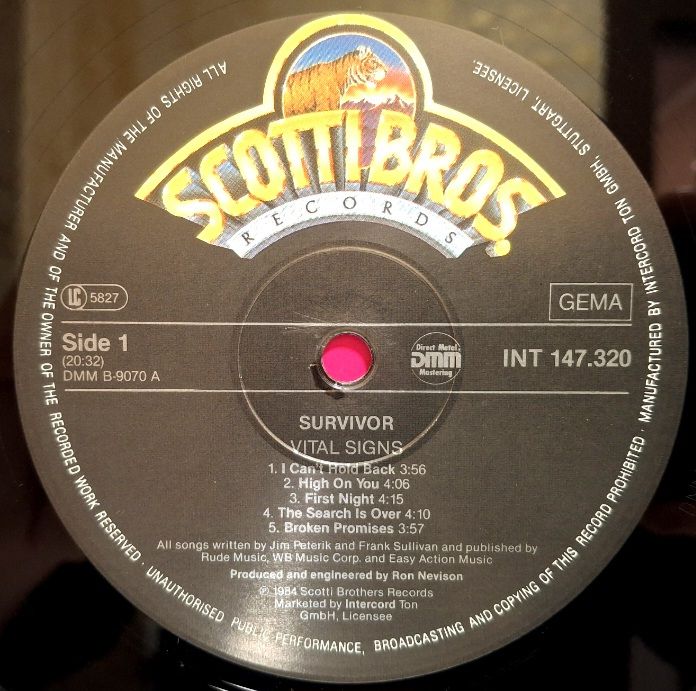 Survivor - Vital Signs - 1984.   (LP). 12. Vinyl. Пластинка. Germany. - фото фото фото 2