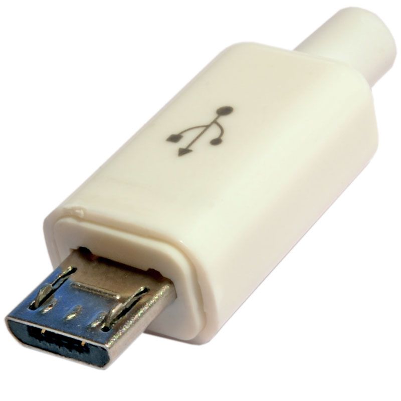Штекер micro USB 4pin БЕЛИЙ с корпусом с кабельным вводом HQ - фото фото фото 0