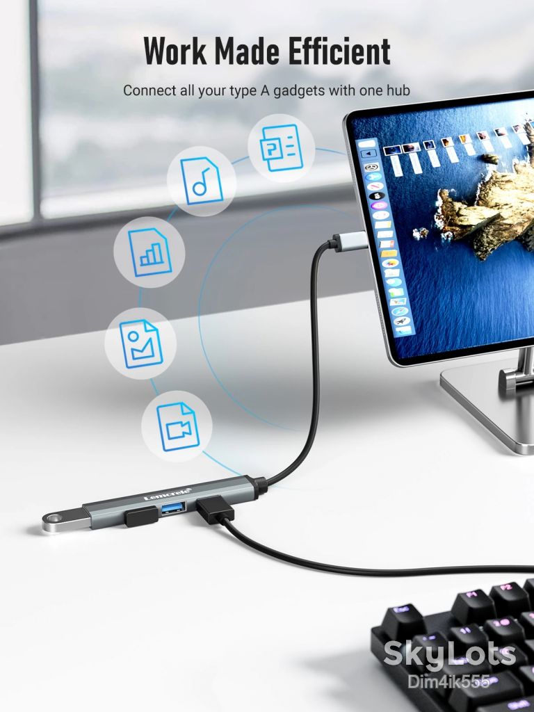 USB хаб Lemorele USB-C - 4USB3.0 OTG 4Port 22cm - фото фото фото 8