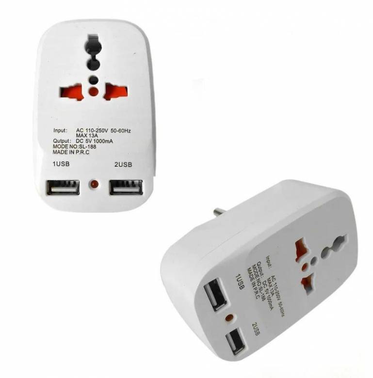 Сетевой тройник Travel Adaptor Sl-188, 2 usb - фото фото фото 0