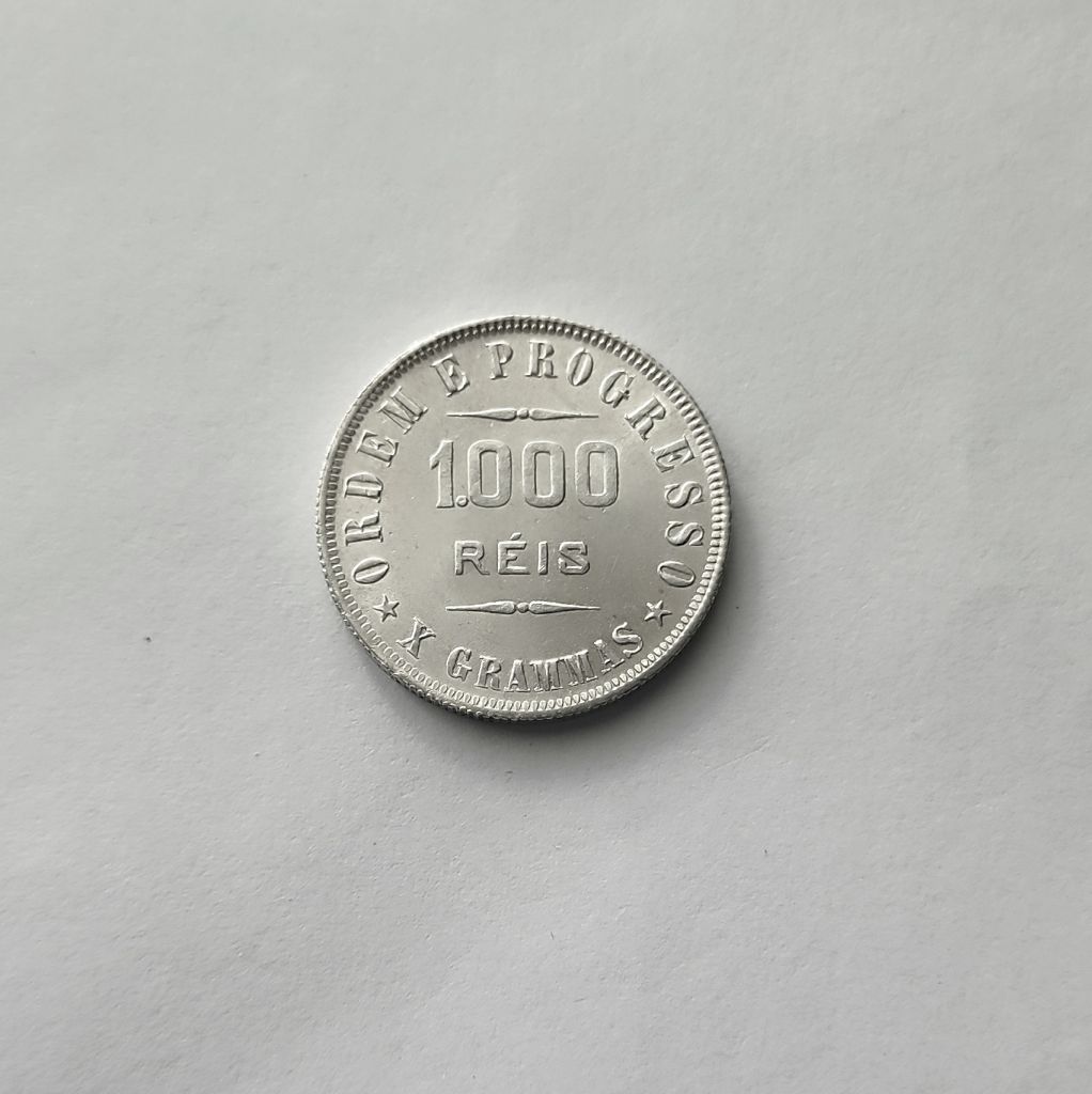 1000 РЕЙС БРАЗИЛИЯ 1906 состояние UNC серебро РЕДКАЯ!!! - фото фото фото 3