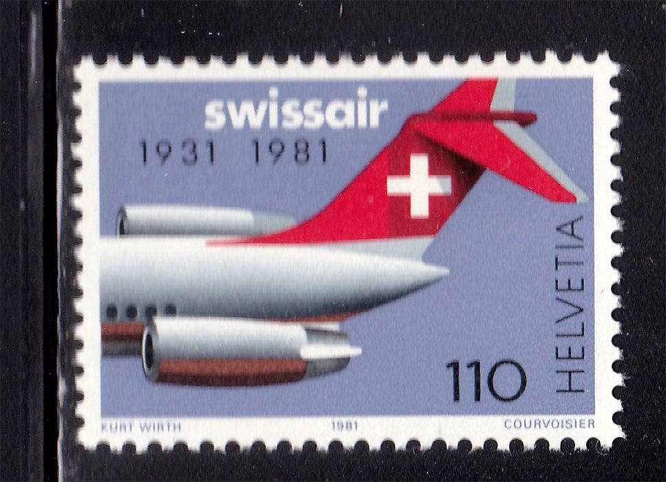 Авиация . Швейцария 1981  г  MNH - SWISSAIR - фото фото фото 0