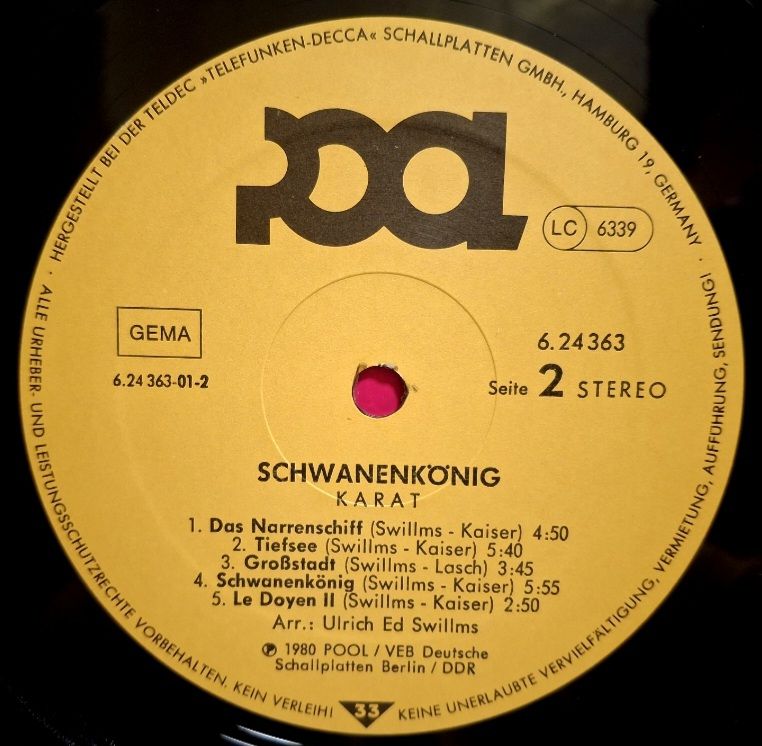 Karat - Schwanenkonig - 1980.   (LP). 12. Vinyl. Пластинка. Germany. - фото фото фото 3