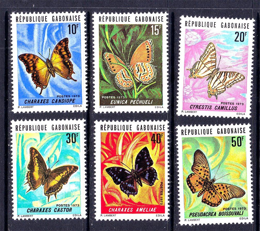 Фауна . Габон / Gabon  1973 г MNH - бабочки - фото фото фото 0