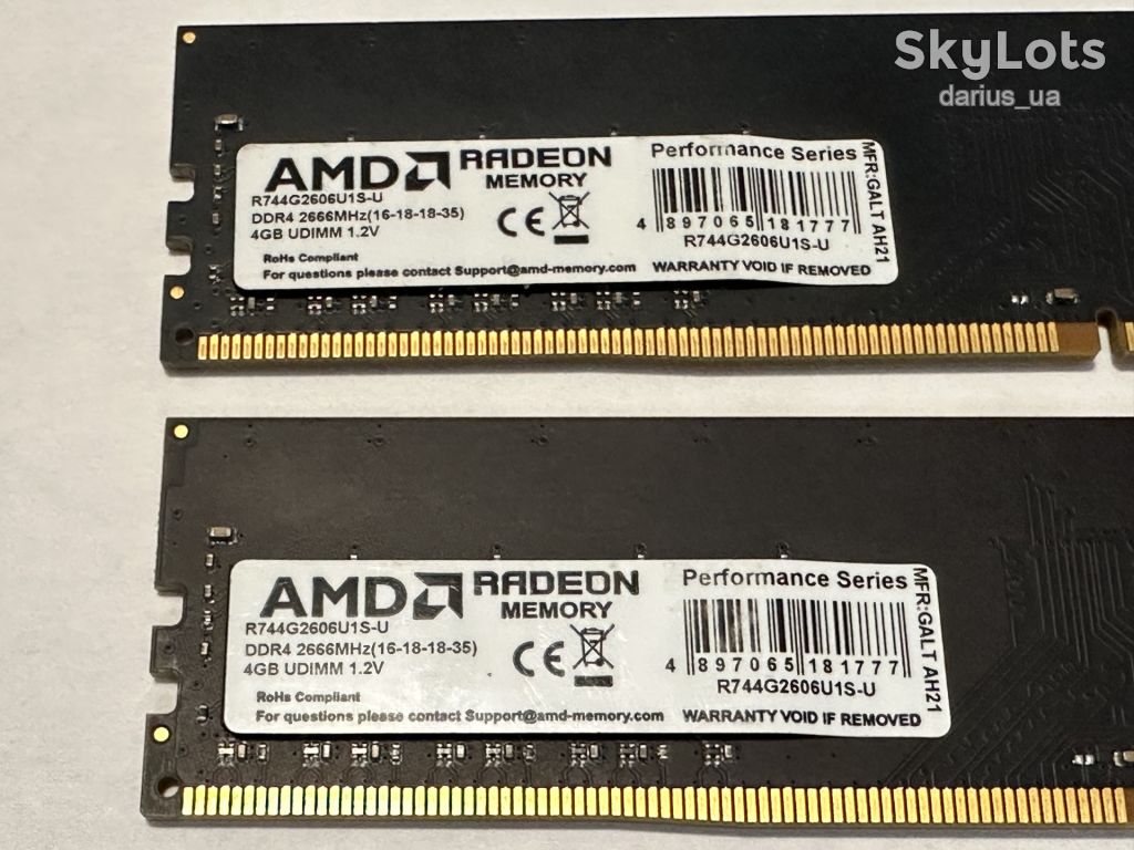 DDR4 2х4GB 2666 MHz AMD      (R744G2606U1S-U) - фото фото фото 3