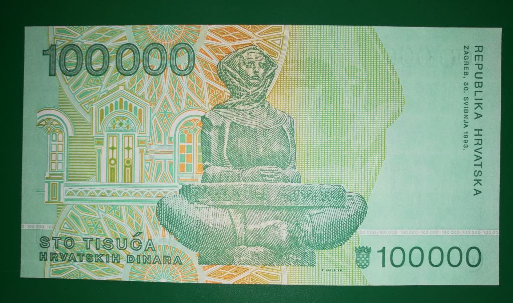 CROATIA Хорватія 100000 динарів 1993 UNC №! 655...65 - фото фото фото 1