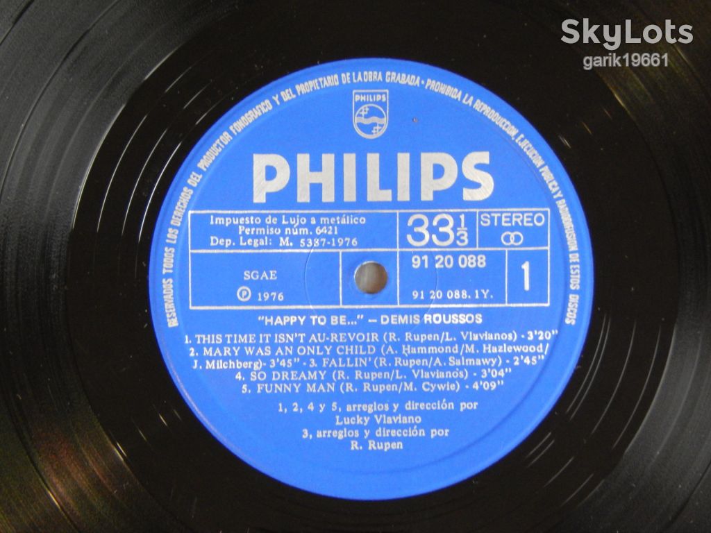 Demis Roussos ‎– Happy To Be...  (Philips ‎– 91 20 088, Spain) EX+/NM- - фото фото фото 2