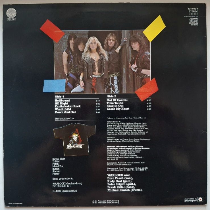 Warlock, Doro Pesch - Hellbound - 1985.  (LP). 12. Vinyl. Пластинка. Germany. - фото фото фото 1