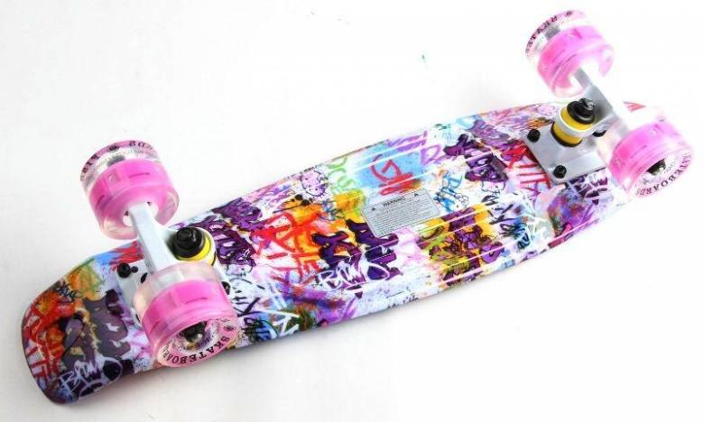 Penny Board "Fish" Graffity. Светящиеся колеса. (PFO011) - фото фото фото 3