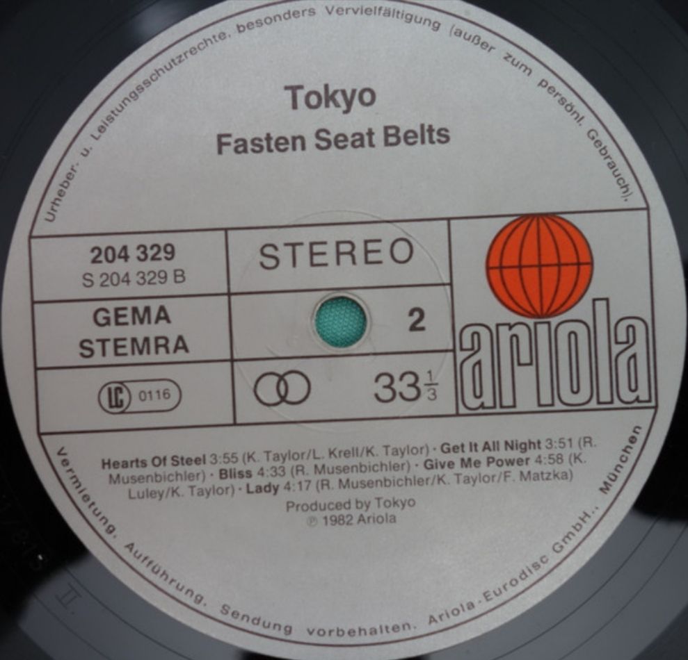 Tokyo - Fasten Seat Belts - 1981.   (LP). 12. Vinyl. Пластинка. Germany - фото фото фото 5