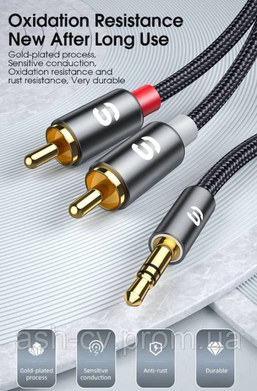Кабель Hi-End Essager RCA Audio Cable Stereo 3.5mm to 2RCA (5 метрів) - фото фото фото 2