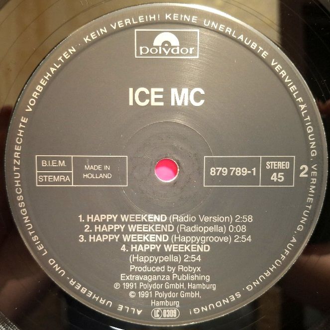 Ice MC - Happy Weekend - 1991.  (EP) 12. Vinyl. Пластинка. Germany. - фото фото фото 3