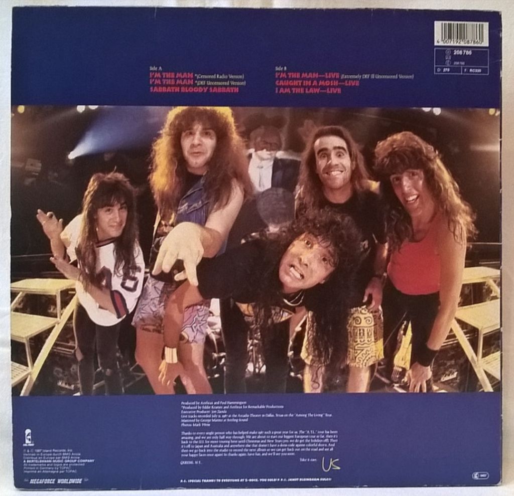 Anthrax - I'm The Man - 1987.  (LP). 12. Vinyl. Пластинка. Europe - фото фото фото 1