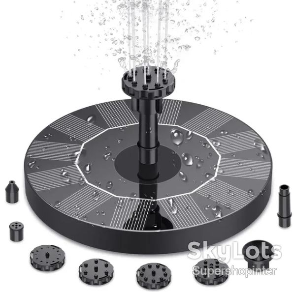 Плавающий садовый фонтан с солнечной панелью и различными насадками Solar Fountain Черный - фото фото фото 1
