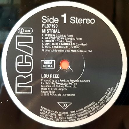 Lou Reed - Mistrial - 1986.  (LP). 12. Vinyl. Пластинка. Germany. - фото фото фото 4