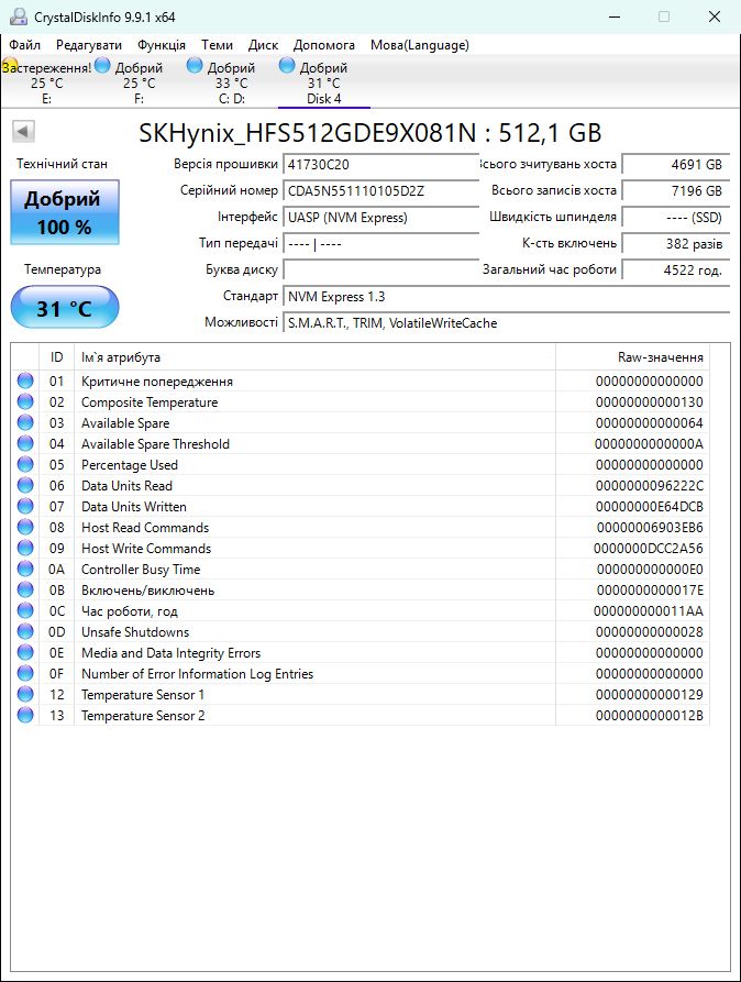 512gb  SSD Hynix M.2 2280  NVMe  PC711 100% - фото фото фото 3