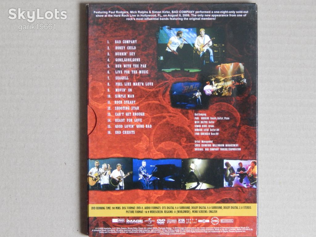 Bad Company ‎– Hard Rock Live (DVD, Unofficial Release, Digipak) - фото фото фото 1