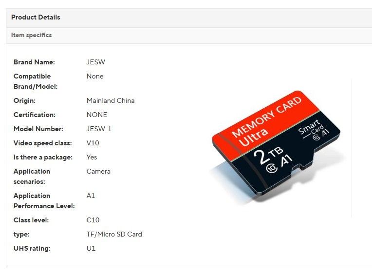 Micro Card SD Card 2TB Memory Card Class 10, НОВА - фото фото фото 2