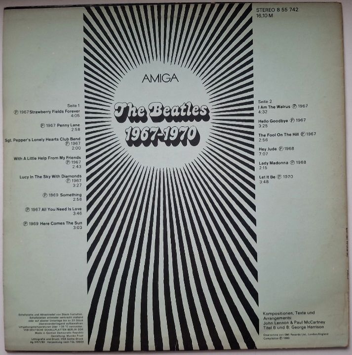The Beatles - 1967-1970 - 1973.  (LP). 12. Vinyl. Пластинка. DDR. Amiga. - фото фото фото 1