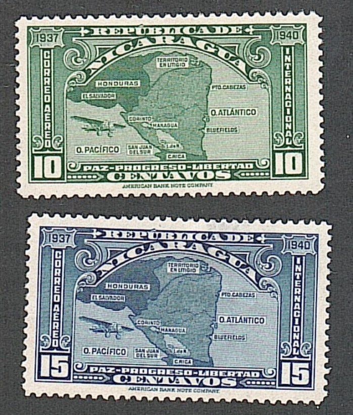 Никарагуа  (1937) Авиапочта. Самолёт. Карта - фото фото фото 0