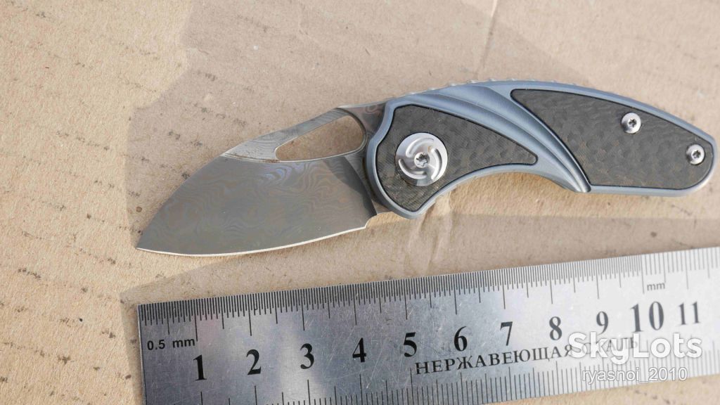 Antler, Titanium + carbon, Damascus vg10, EDC, Slip Joint - фото фото фото 1