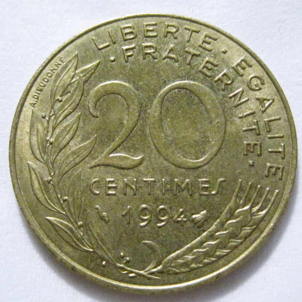 Франція 20 сантимів 1994 року Бджола #6П1427 - фото фото фото 0