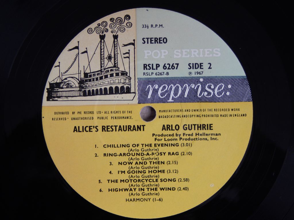 Arlo Guthrie ‎– Alice's Restaurant  (Reprise Records ‎– RSLP 6267, UK) EX+/EX+ - фото фото фото 3