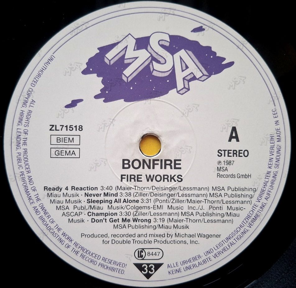 Bonfire - Fire Works - 1987.    (LP). 12. Vinyl. Пластинка. Germany. - фото фото фото 5