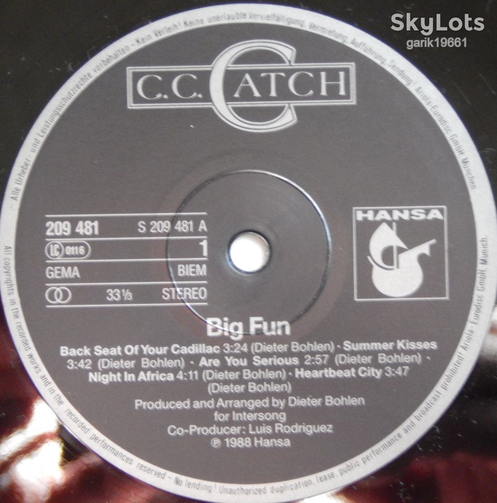 C.C. Catch – Big Fun  (Hansa – 209 481, Germany) EX+/NM- - фото фото фото 2