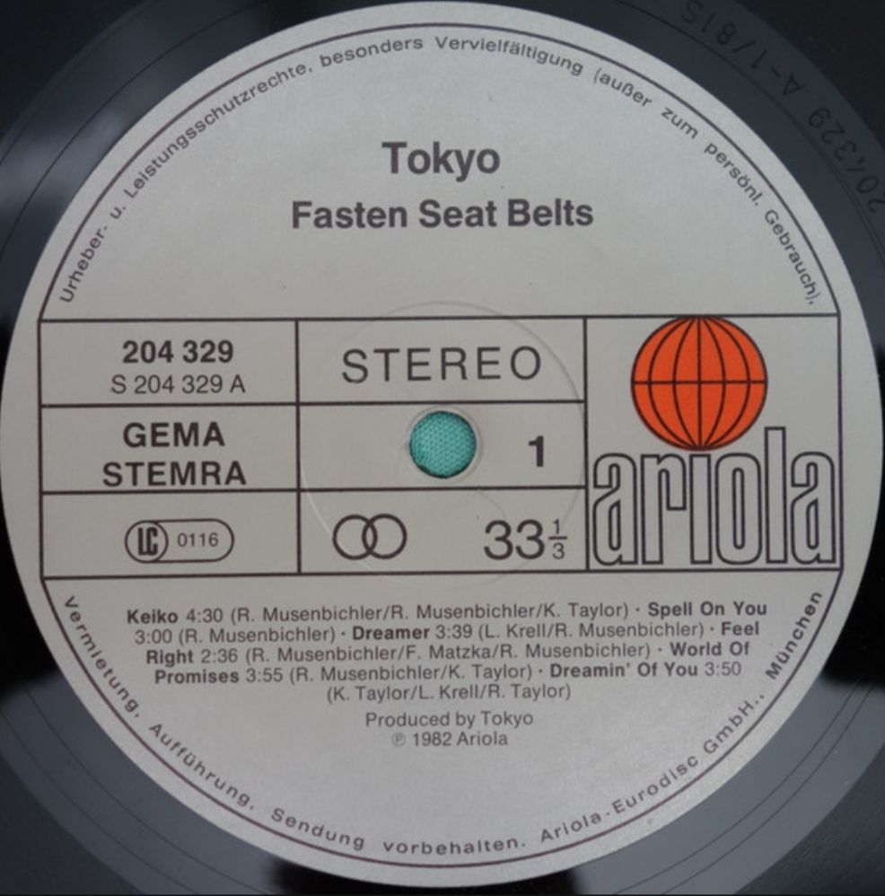 Tokyo - Fasten Seat Belts - 1981.   (LP). 12. Vinyl. Пластинка. Germany - фото фото фото 4