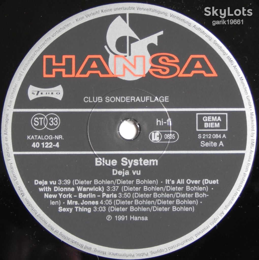 Blue System – Deja Vu  (Hansa – 40 122 4, Germany) EX+/NM- - фото фото фото 2