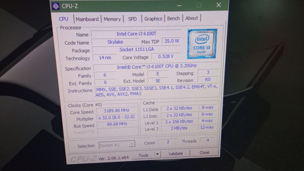 Процесор Intel Core i3-6100T 3.20GHz/3MB/8GT/s    s1151, tray - фото фото фото 2