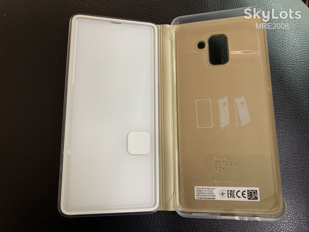 Чехол Samsung Neon Flip Cover Gold для Galaxy A8 Plus A730 - фото фото фото 2