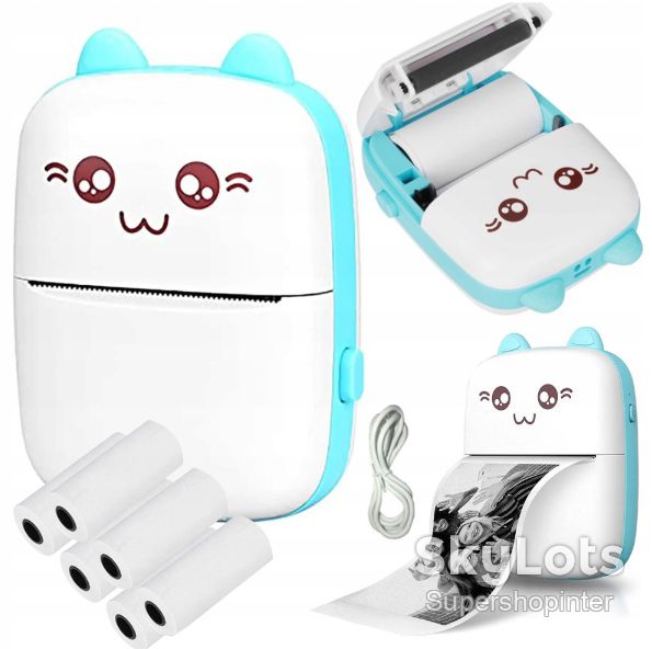 Портативный детский мини принтер Синий  (Mini Printer), термопринтер , карманный детский принтер - фото фото фото 0