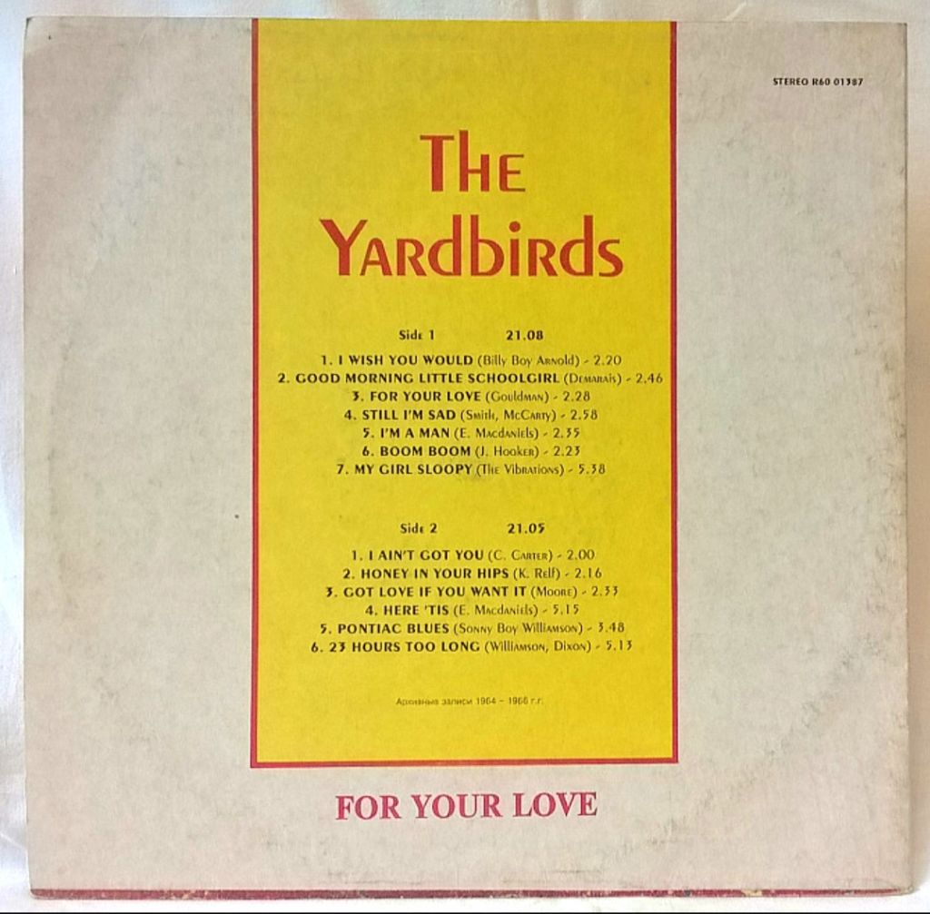 The Yardbirds ‎- For Your Love - 1964-66.   (LP). 12. Vinyl. Пластинка - фото фото фото 1