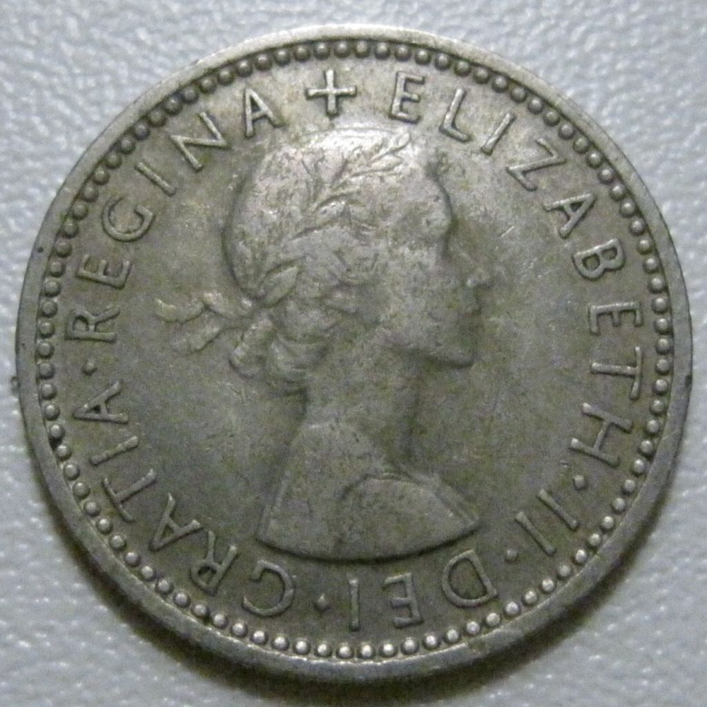 Велика Британія 6 пенсів 1955 року 41595 - фото фото фото 1