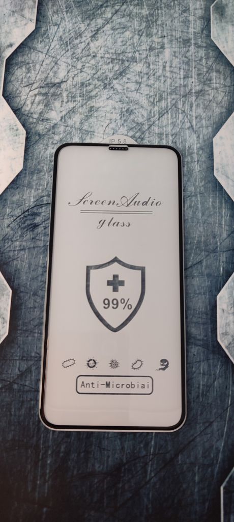Защитное стекло iPhone X/XS black с сеткой динамика - фото фото фото 0