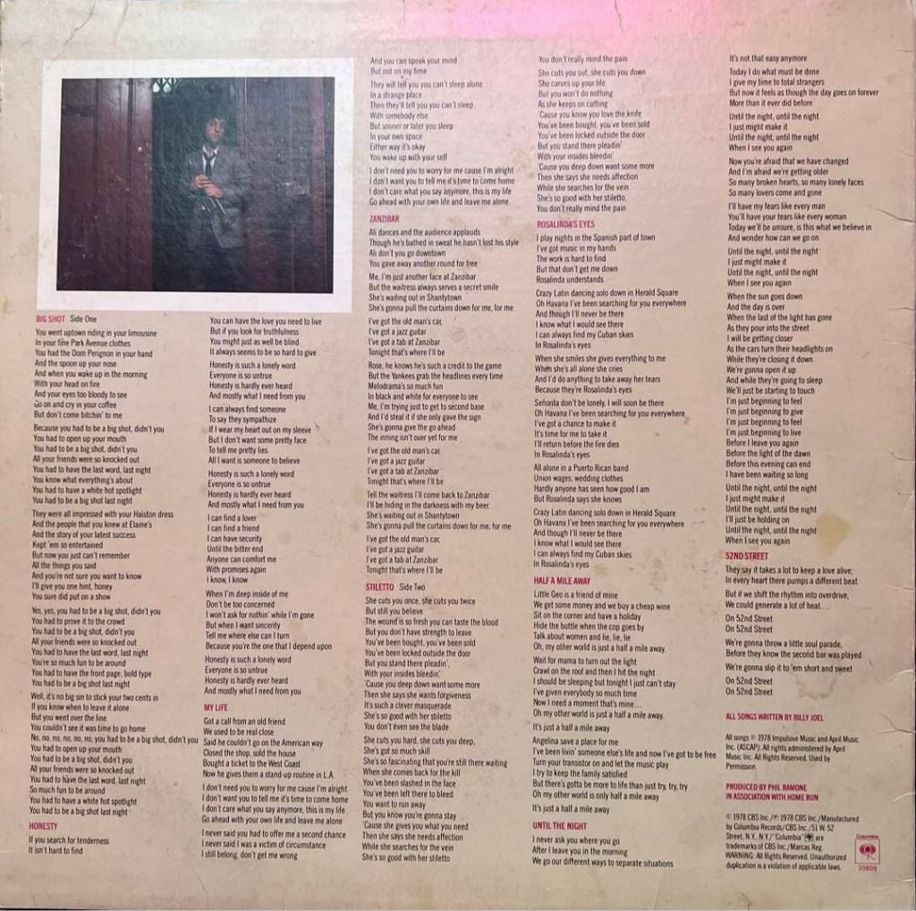 Billy Joel - 52nd Street - 1978.   (LP). 12. Vinyl. Пластинка. U.S.A. - фото фото фото 1