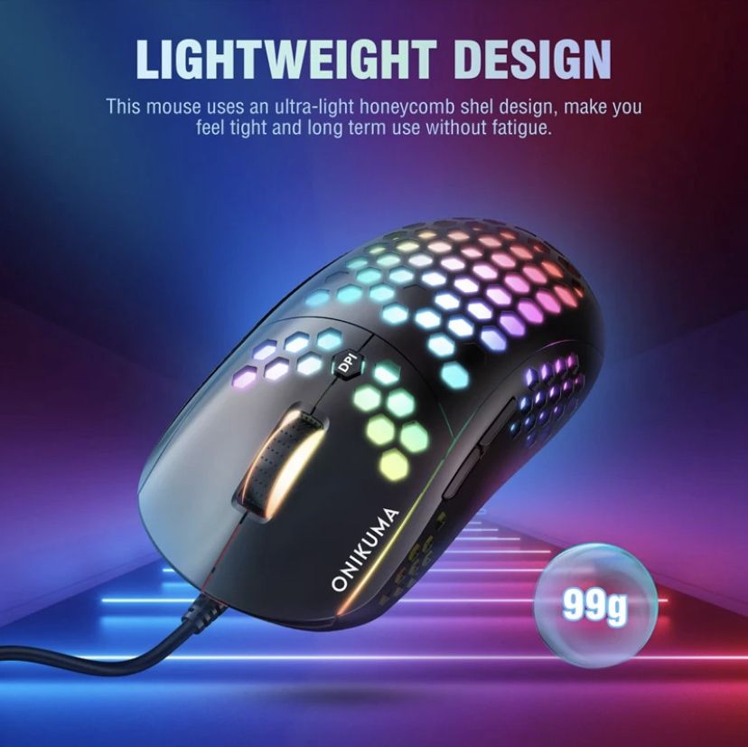 Игровая компьютерная мышь ONIKUMA CW903 с Led подсветкой Black - фото фото фото 4