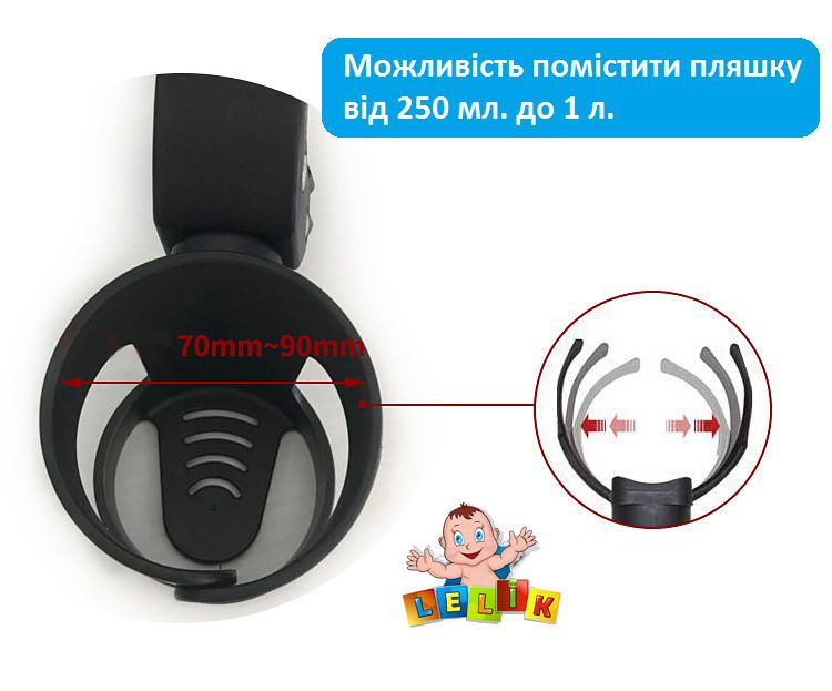 Подстаканник универсальный Model A-3 со съемным креплением 360° Lelik™ черный 4019138 - фото фото фото 5