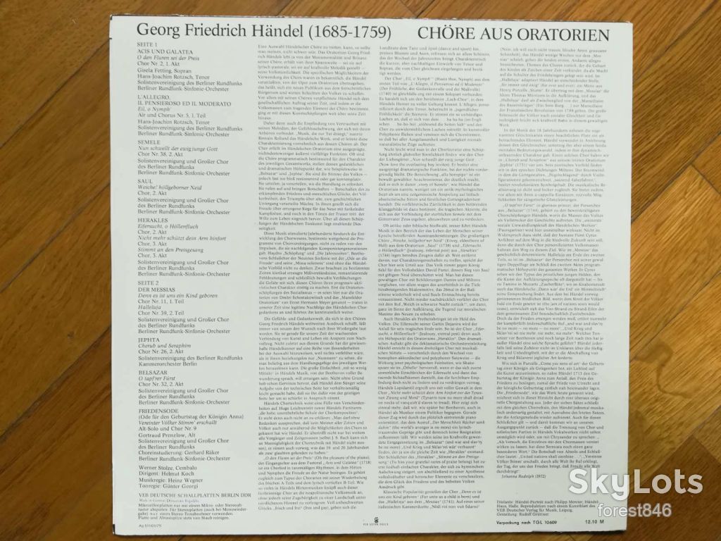 G. F. Handel-Chore aus Oratorien  (глянс. конв.)-NM, НДР - фото фото фото 1