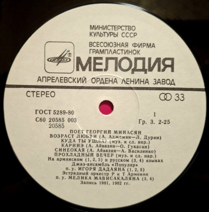 Георгий Минасян - Забвения Нет - 1982.  (2LP). 12. Vinyl. Пластинки. Rare. - фото фото фото 5