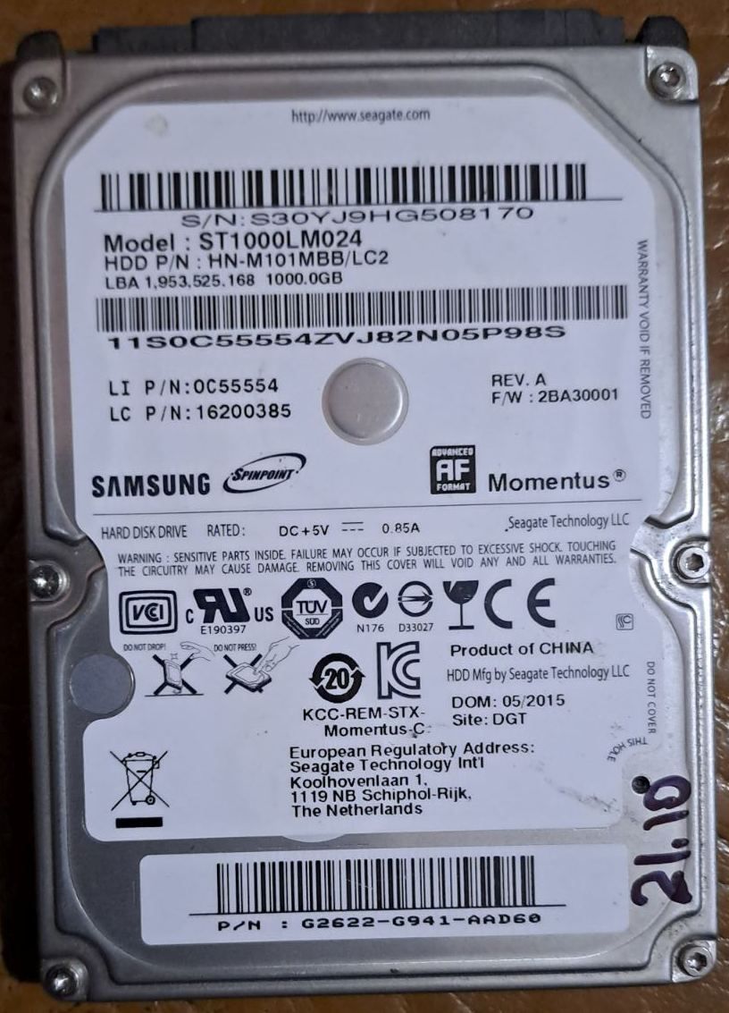 жорсткий диск  ноутбука Seagate ST1000LM024 HN-M101MBB  робочий - фото фото фото 0