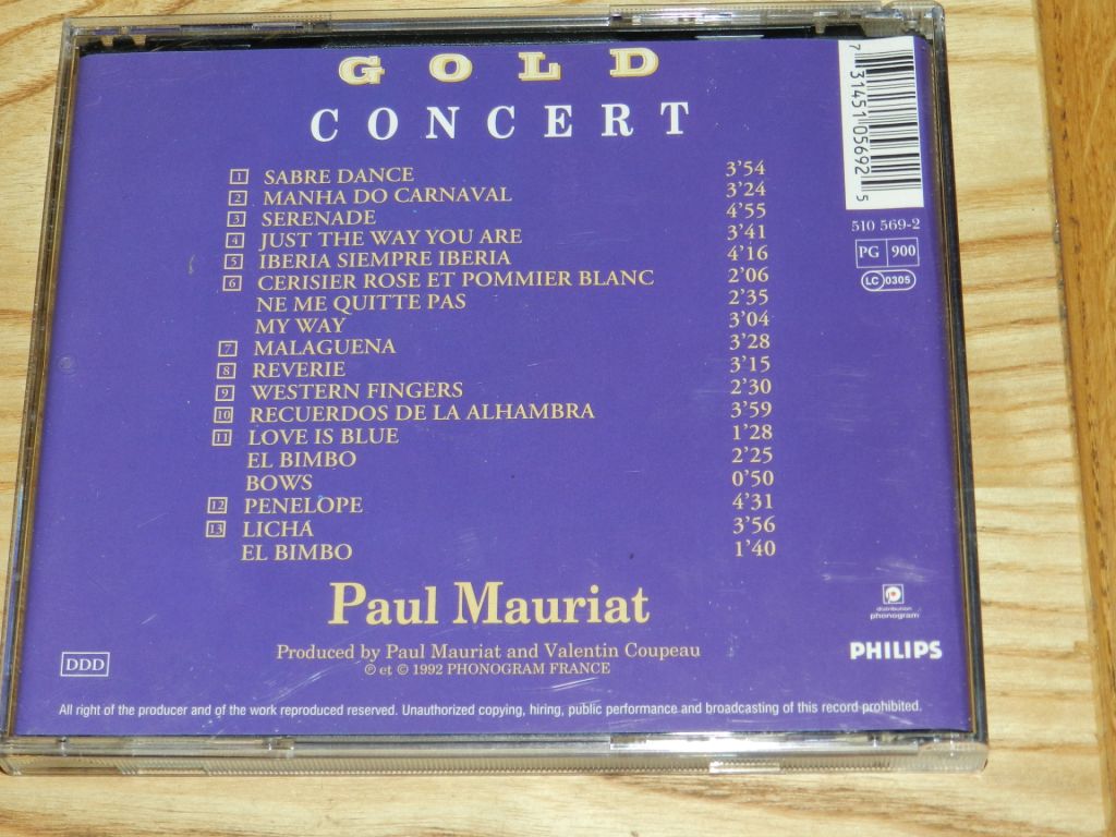 CD   Paul Mauriat - gold concert - фото фото фото 3
